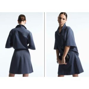 COS Women's Shell Panel A Line Mini Skirt Blue Sz M NWT 89 Blue